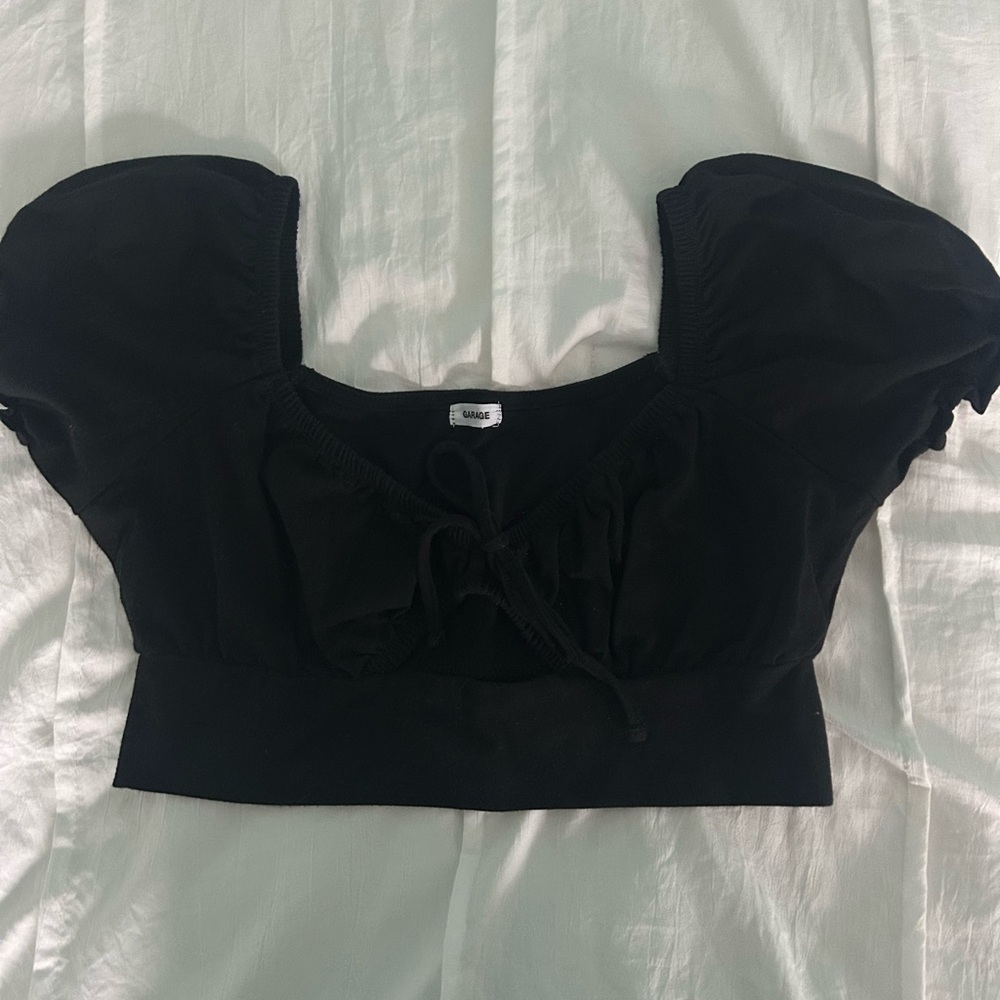 Black Puff Sleeve Top